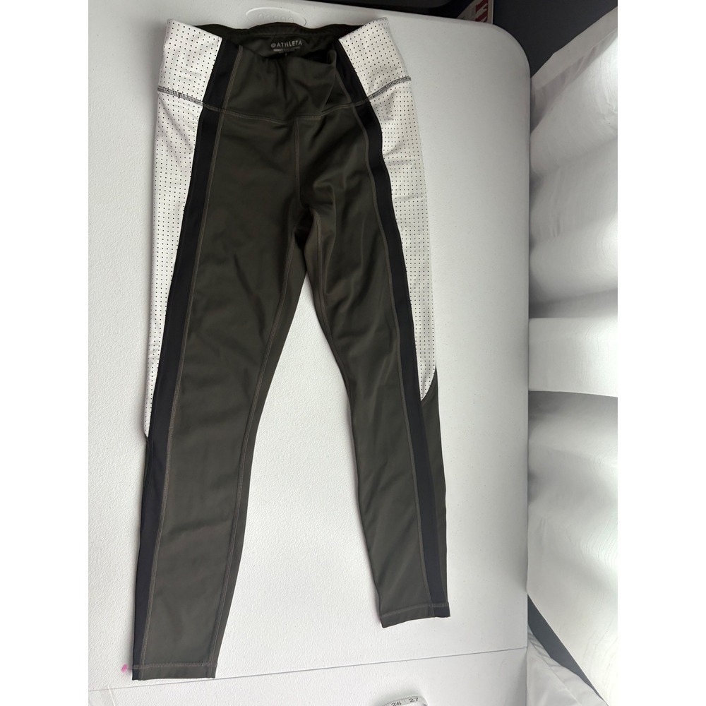 Athleta Olive Green Leggings Womens Size S High Rise Workout Athletic